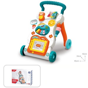 Trotteur musical multifonctionnel pour bébé, avec fonction assis-debout, anti-renversement, aide à la marche, jouet à cadre en plastique et glissière musicale - Product Image 4