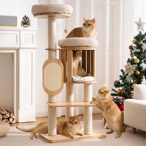 Factory Custom Modern Engineered Wood Waterproof Tree OEM ODM Custom Logo Tall Multi-level Spacious Condo Furniture - Product Image 2