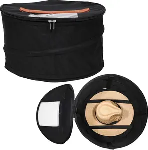 Custodia da viaggio per cappello grande Pop-Up impermeabile custodia pieghevole per borsa portaoggetti con manico in pelle