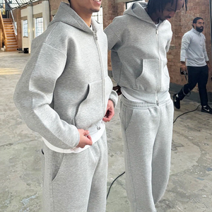 Chất Lượng Cao Người Đàn Ông Của Hoodies Áo Nỉ Dây Kéo Áo Và Quần Bó Sát Thiết Lập 100% Bông Nặng Tracksuit Tùy Chỉnh Mồ Hôi Phù Hợp Với Người Đàn Ông - Product Image 3