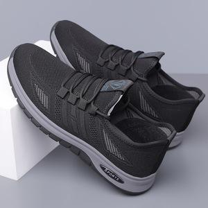 Chaussures de course en maille respirante pour hommes, chaussures de sport décontractées à lacets, gris noir, quatre saisons, légères et confortables - Product Image 2