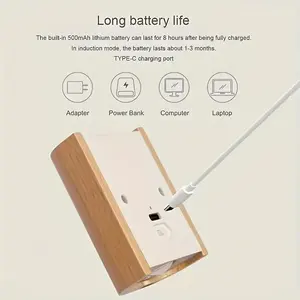 Moderno LED recargable Sensor de movimiento LED luz de noche escalera de madera aplique de pared para pasillo ático batería pequeña luz de pared - Product Image 6