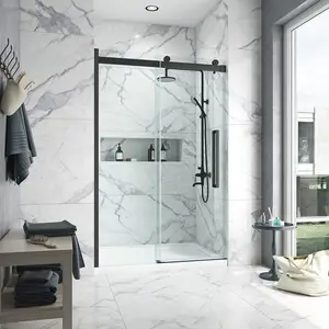 Boîtiers de haute qualité chambre verre trempé et acier inoxydable matériel salle de bain salles de douche verre double portes porte de douche