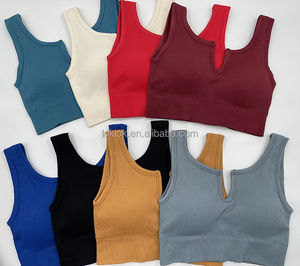 Soutiens-gorge de sport respirants, légers, sans couture, à maintien élevé pour femmes, avec bonnets moulés, bretelles croisées non ajustables, coussinets cousus - Product Image 6