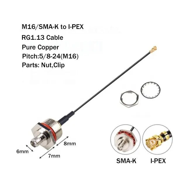 0.1M-2M IPEX to SMA Connection RG1.13 Cable Soldering M10/M12/M16 Adapter IP Waterproof Box Antenna Fixed RF1.13 Jumper Cable