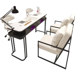JINCHENG Juego de Mesa y Silla para Uñas, <span class=keywords><strong>Manicura</strong></span> Simple de Mármol Doble, Colores Personalizados Individuales para Tienda de Uñas - Product Image 2