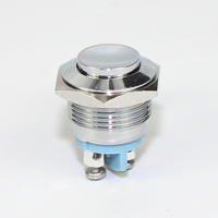 Interrupteur à bouton-poussoir momentané de 16 mm, capot rond haut, coque métallique étanche, interrupteur à bouton-poussoir encastré avec bornes à vis