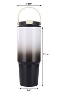 30oz Stainless Steel Gradient Carrying Cup with Straw - Portable Car Insulated Cup for Keeping <b>Hot</b> or Cold <b>Drinks</b> Warm - Product Image 5