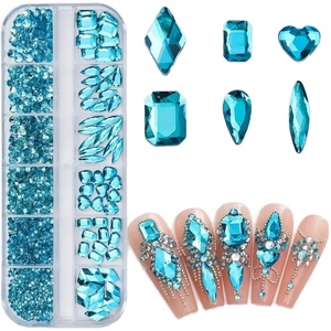 Decoraciones de Uñas con Diamantes de Fondo Plano en Forma de Gota de Agua, Paquete de 12 Unidades, Venta Caliente - Product Image 3