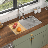 Sarlai Group Évier de cuisine en granit 33 "x 19" Blanc Undermount Ledge Workstation Quartz 33 Granite Composite Évier de cuisine