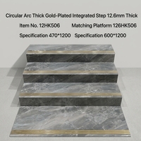 Dalles de marche d'escalier modernes aspect pierre de qualité supérieure 1200x470mm avec bords arrondis pour intérieurs élégants de villas, appartements et centres commerciaux