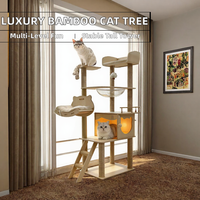 Arbre à chat moderne et classique de luxe en bois écologique, tour griffoir de 140 cm de haut, centre d'activités multi-niveaux pour animaux de compagnie, grand format en carton