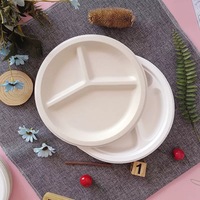 Vente directe usine – Assiettes jetables biodégradables en bagasse, rondes, naturelles/blanches, de 6, 7, 9 et 10 pouces, pour repas et fêtes