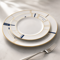 Services de table de luxe en porcelaine fine, design personnalisé, bord doré, écologiques, anti-fuite, pour mariage