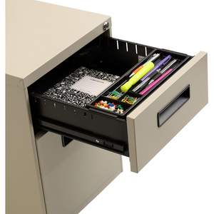 Alera Two-Drawer Metal Pedestal File 14 7/8w X 19 1/8d X 21 3/4h Putty Adjustable Movable for Office Workshop Use <b>Plastic</b> Steel - Product Image 1