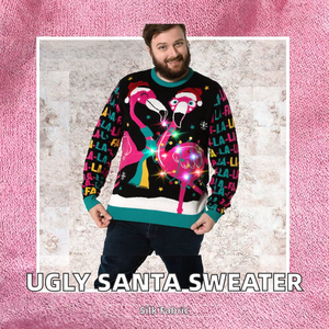 Pull de Noël moche unisexe pour homme, cardigan en tricot de soie 3D, motif Père Noël rock'n'roll amusant pour <span class=keywords><strong>hommes</strong></span> - Product Image 2