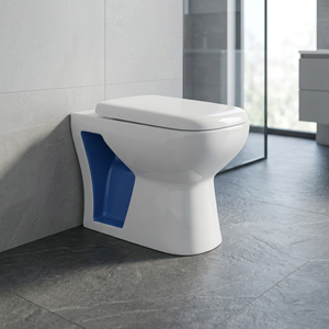 Ensemble WC en céramique rétro blanc et vert bicolore, à poser au sol, avec chasse d'eau par lavage - Product Image 3