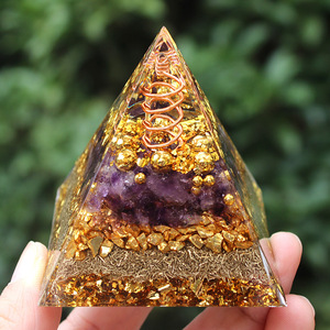 <b>Crystal</b> Pyramid Resin Epoxy Craft With Gold <b>Chips</b> And Eye Of Horus Symbol Home Decoration Desktop Ornament - Product Image 3