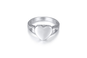 Cincin jari titanium stainless steel polos untuk ukiran laser, berbentuk hati, tempat abu jenazah, warna hitam/perak/hitam untuk wanita. - Product Image 2