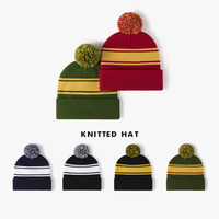 Effen Blanco Jacquard Breien Mutsen Met Pompom, Op Maat Gemaakte Persoonlijke Logo Mutsen, Mutsen Met Pompon