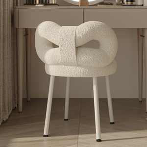 Sillón tapizado moderno con patas bjflamingo Silla <span class=keywords><strong>de</strong></span> maquillaje con soporte <span class=keywords><strong>de</strong></span> hierro blanco - Product Image 2