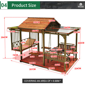 Balcón Patio trasero Jardín Gazebo <span class=keywords><strong>para</strong></span> disfrutar <span class=keywords><strong>de</strong></span> su tiempo libre con su familia y sus amigos Cama tumbada <span class=keywords><strong>Columpio</strong></span> y sillas <span class=keywords><strong>de</strong></span> mesa - Product Image 2