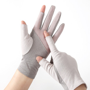 Gants d'été en coton pour femmes <span class=keywords><strong>mitaines</strong></span> antidérapantes mince plaque lumineuse compatibilité d'écran tactile couleur unie pour le cyclisme conduite soleil - Product Image 4