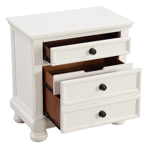 White Finish Nightstand With Bun Feet And Hidden <b>Drawer</b> Casual Transitional Bed <b>Side</b> <b>Table</b> - Product Image 3