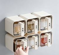 Boîte à épices murale extractible multi-compartiments, conteneur hermétique pour assaisonnements, sel, sucre, poivre, condiments, pour une utilisation quotidienne en cuisine