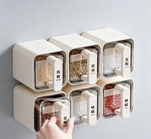 Contenitore Estraibile da Parete per Spezie, Organizzatore Multigrid Sigillato per Sale, Zucchero, Pepe e Condimenti, Uso Quotidiano in Cucina - Product Image 2