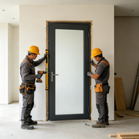 Porte d'entrée en aluminium à rupture de pont thermique, double vitrage Low-E, économie d'énergie, couleur RAL personnalisée pour les projets de construction mondiaux