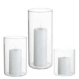 Bình Nến Tealight Trụ Thủy Tinh Trong Suốt Thổi Bằng Tay Để Trang Trí Bàn Tiệc Đám Cưới Ngày Lễ