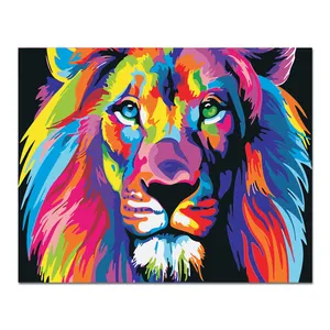 Kit de peinture de Lion pour Animal abstrait, par numéros, toile, bricolage, livraison directe, usine, vente en gros