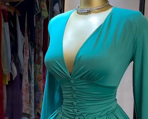 Vestido de Manga Larga con Cuello en V Fruncido Estilo Francés para Mujer |   Vestido Mini Plisado Ajustado a la Cintura - Product Image 6