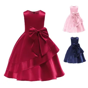 HDKZT2054 2023 bebek kız parti elbise çocuk kolsuz yay prenses elbise yaz çocuk elbiseleri