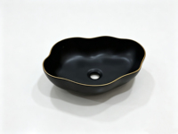 Lavabo de salle de bain en céramique de luxe moderne pour hôtel, fait main, à poser sur comptoir