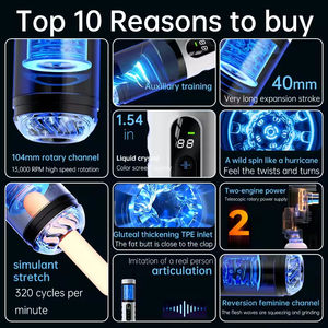 Máquina de Masturbación Automática 4 en 1, Juguetes Sexuales Orales, 9 Modos de Empuje y Rotación, Pantalla Digital, Bomba para Pene, Simulación de Penetración - Product Image 3