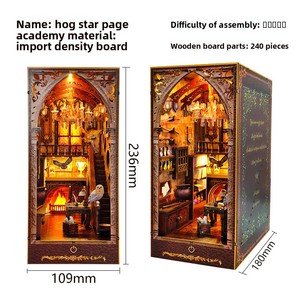 2026 DIY Sujetalibros de Madera Castillo Mágico Academia Book Nook, Rompecabezas de Escena en Miniatura 3D Hecho a Mano para Ensamblar, Decoración de Escritorio para Adultos, Venta al por Mayor - Product Image 5