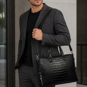 Sac à bandoulière professionnel personnalisé pour femme en cuir PU gaufré crocodile, sac fourre-tout à poignée supérieure, conception gratuite OEM ODM - Product Image 2