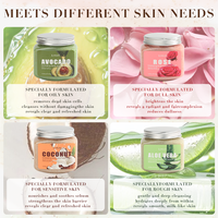 Exfoliante Corporal y Facial Suave 2 en 1 de 300G con Aloe Vera, Rosa, Coco y Aguacate, Nutritivo y Natural, Envío Rápido
