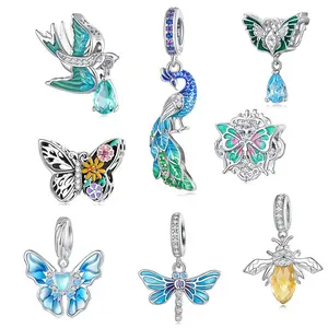 Schlussverkauf Originales Design Reize Schmuck 925 Sterling-Silber Tier Pfau bienen Schmetterling Anhänger für Halskette Armband