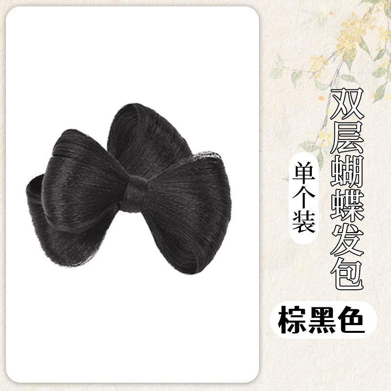 โบว์สองชั้น [สีน้ำตาล-ดำ] แพ็คเดี่ยว