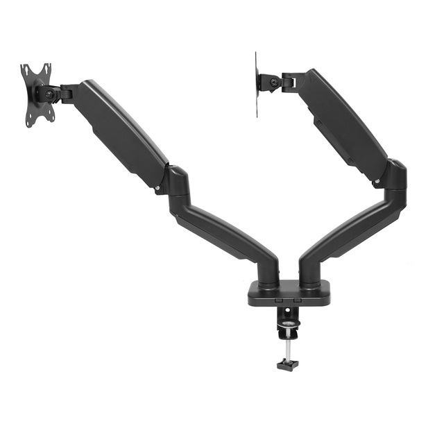 MG Height Adjustable Gas Spring Dual Monitor Mount Stand with Clamp and Grommet Base Tilt Swivel Rotation Holds 2 Screens