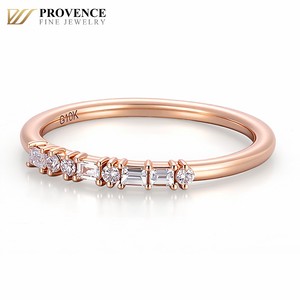 Bague en or rose massif 10K avec diamant <span class=keywords><strong>de</strong></span> laboratoire DEF VVS, fine, empilable, pour usage quotidien ou comme alliance pour femme - Prix <span class=keywords><strong>de</strong></span> gros - Product Image 3
