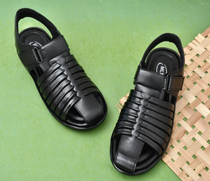 Sandales en cuir décontractées et élégantes pour hommes, design à enfiler avec doublure intérieure douce, soutien confortable pour la marche et durabilité en extérieur - Product Image 1