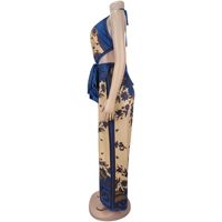 Combinaison Femme Imprimée Personnalisée Col V Profond Découpé Coupe Ample Jambes Larges Taille Plus S-XXL
