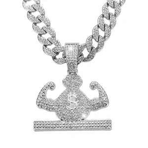 Hip Hop Jewelry Power Dollar Pendants Chain Men Gold Silver Diamond Pendants Jewelry Necklace