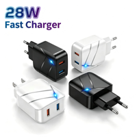 Chargeur de téléphone portable 28W Quick Charge 3.0 avec double port USB, adaptateur secteur intelligent portable rapide pour téléphone mobile