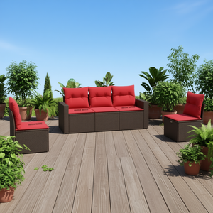 ชุดโซฟาหวายเทียมสีน้ำตาล 5 ชิ้น เฟอร์นิเจอร์กลางแจ้ง ดีไซน์ทันสมัย ทนทาน เหมาะสำหรับนั่งพักผ่อนในสวน - Product Image 2