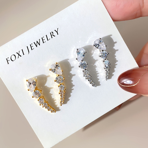 Boucles d'oreilles clous en zircon plaqué or 18 carats, forme poire goutte d'eau, bijoux classiques pour femme, pour mariage - Product Image 5
